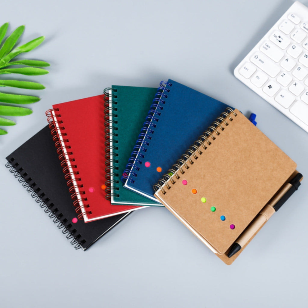 Mini Notebook with Pen,Pocket Spiral Notepad with Pen Holder, Steno Journal Featuring Sticky Notes & Page Markers, Compact Planner for Memos, Office Writing Supplies, Travel Organizer