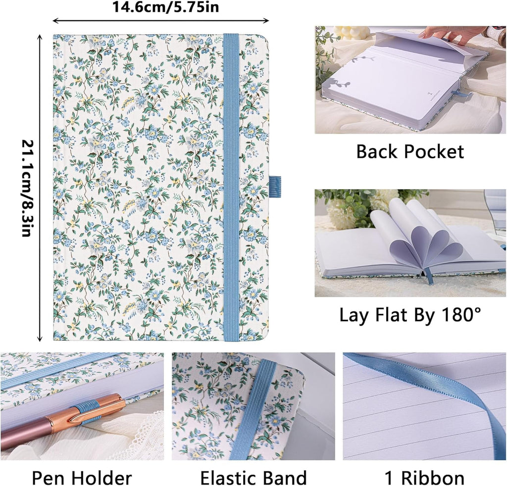 Lined Journal for Women, A5 College Ruled Notebook for Writing, 316 Numbered Pages Thick Paper, 8.4 X 5.8 In