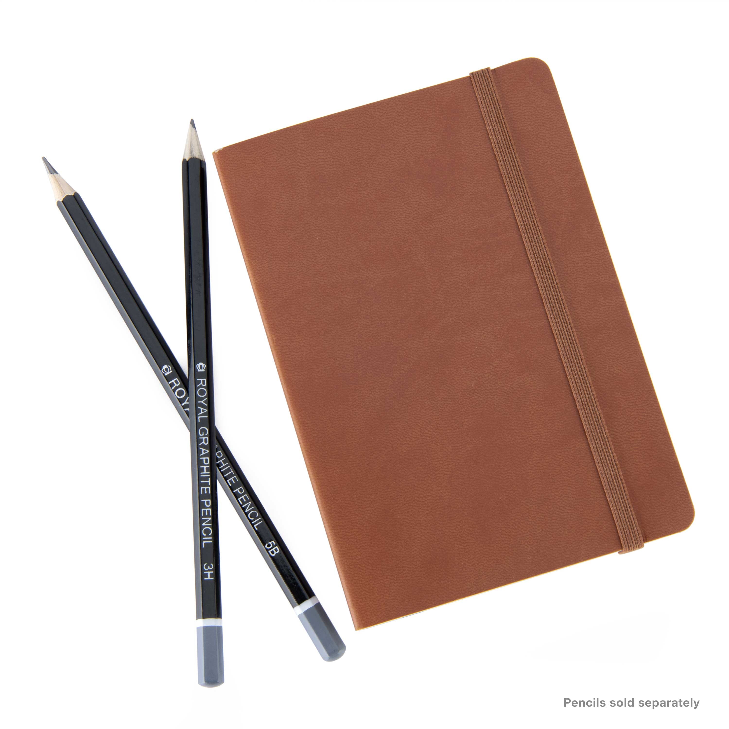 Pentalic 4x6 Brown Traveler Pocket Artist Drawing Journal, 160 Pages, 74 lb Paper
