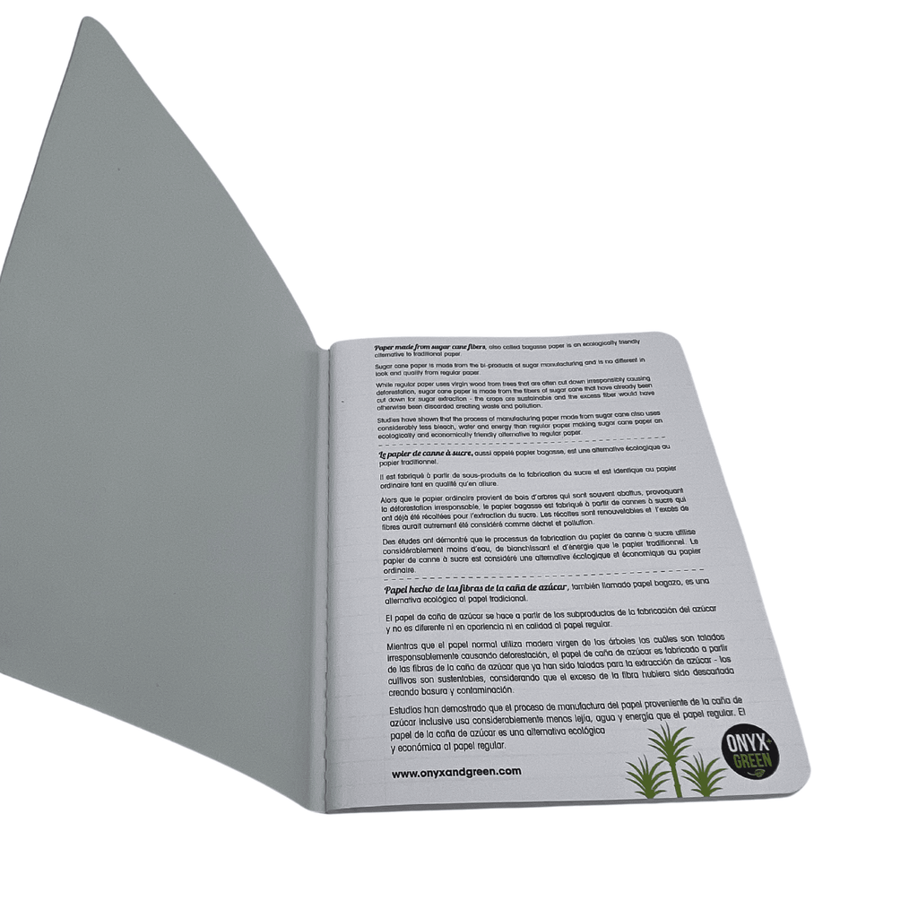 ONYX AND GREEN 6900 - COMPOSITION BOOK, 7.5’’X9.75’’/19X24.5CM 100 SHEETS MADE WITH SUGAR CANE, COLLEGE RULED, ASSORTED PRINTS PACKAGING: PRINTED UPC, SOY-BASED INK