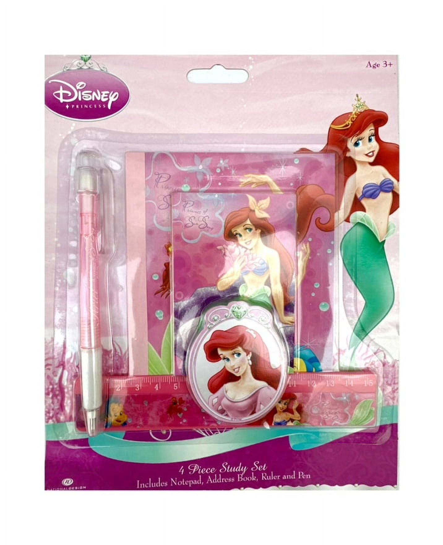 Disney The Little Mermaid Princess Ariel 4 pcs Study Set: Notepad / address book/ruler/pen