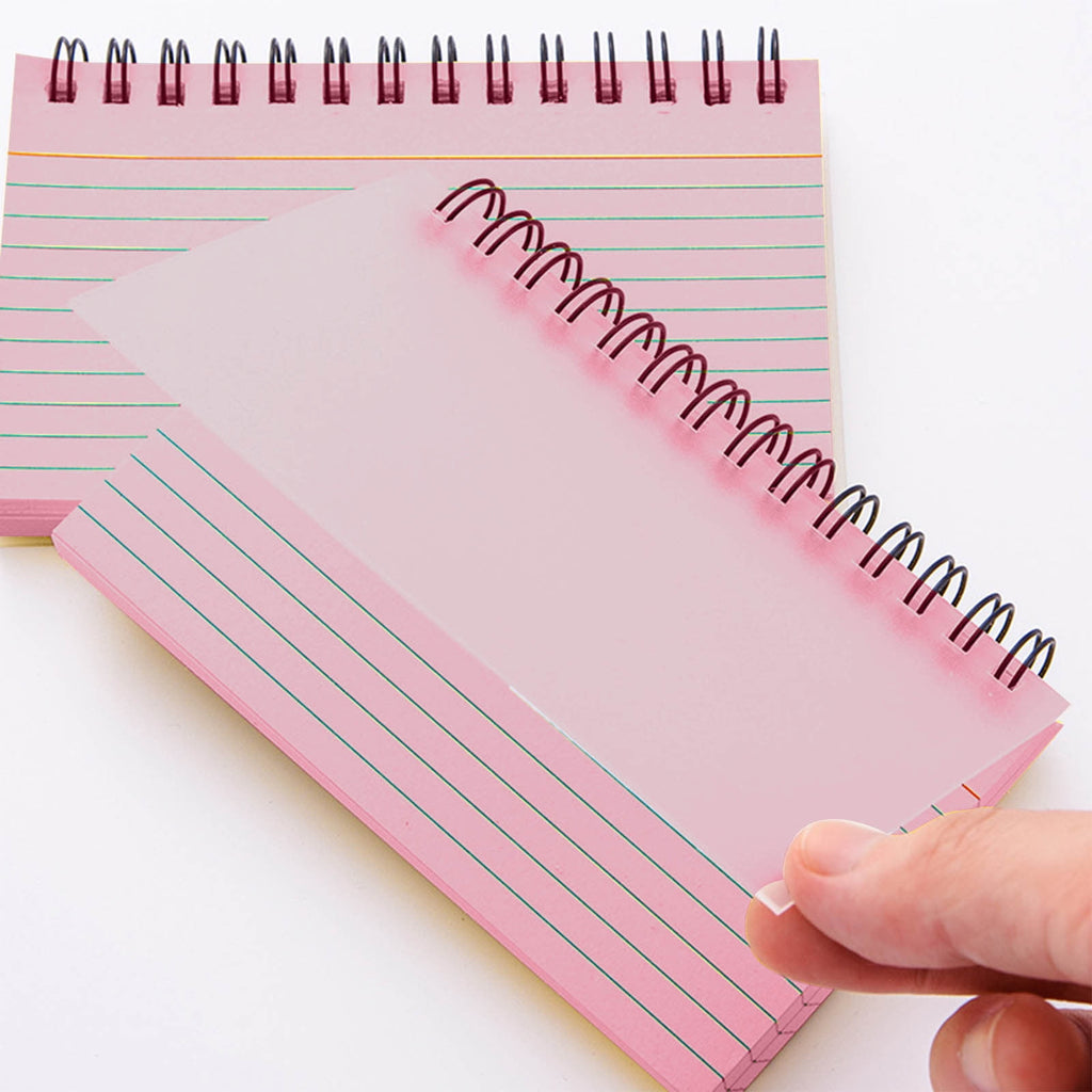Lksixu Pocket Notebook, 3x5 Inch Small Lined Notepads with Waterproof Cover, 50 Sheets/100 Pages 110GSM Colored Thick Paper Memo Pads, Tearable Top Bound Spiral Notebooks Office Supplies - Pink