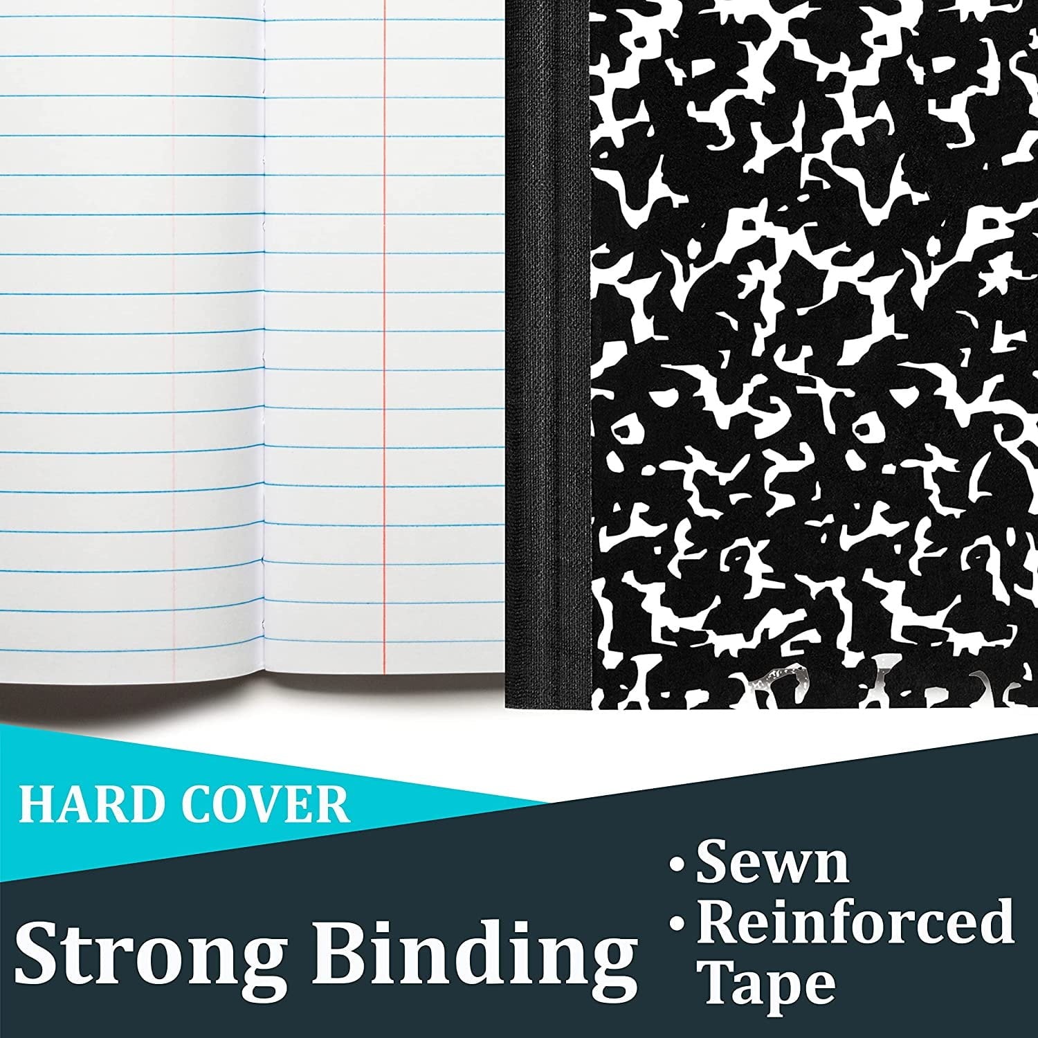 Composition Notebooks, College Ruled Composition Notebook, Hard Cover Marble Composition Notebook, 100 sheets, 200 Pages 48, College Ruled
