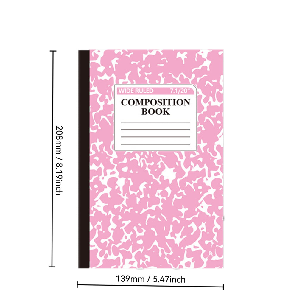 A5 Composition Notebooks Bulk Wide Ruled Composition Notebook Wide Ruled Notebooks Marble Covers Notebook Mini Notebook for Classroom Office Supplies 1pcs (Pink)