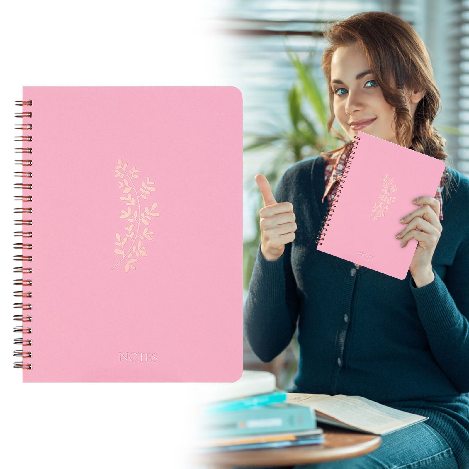 Spiral Notebook, Furenl Aesthetic Notebook Cute Preppy Style 8X6 Journal/Notebook with Large Pockets and Ruled Pages Perfect for Staying Organized While Working or Studying, A Floral Notebook