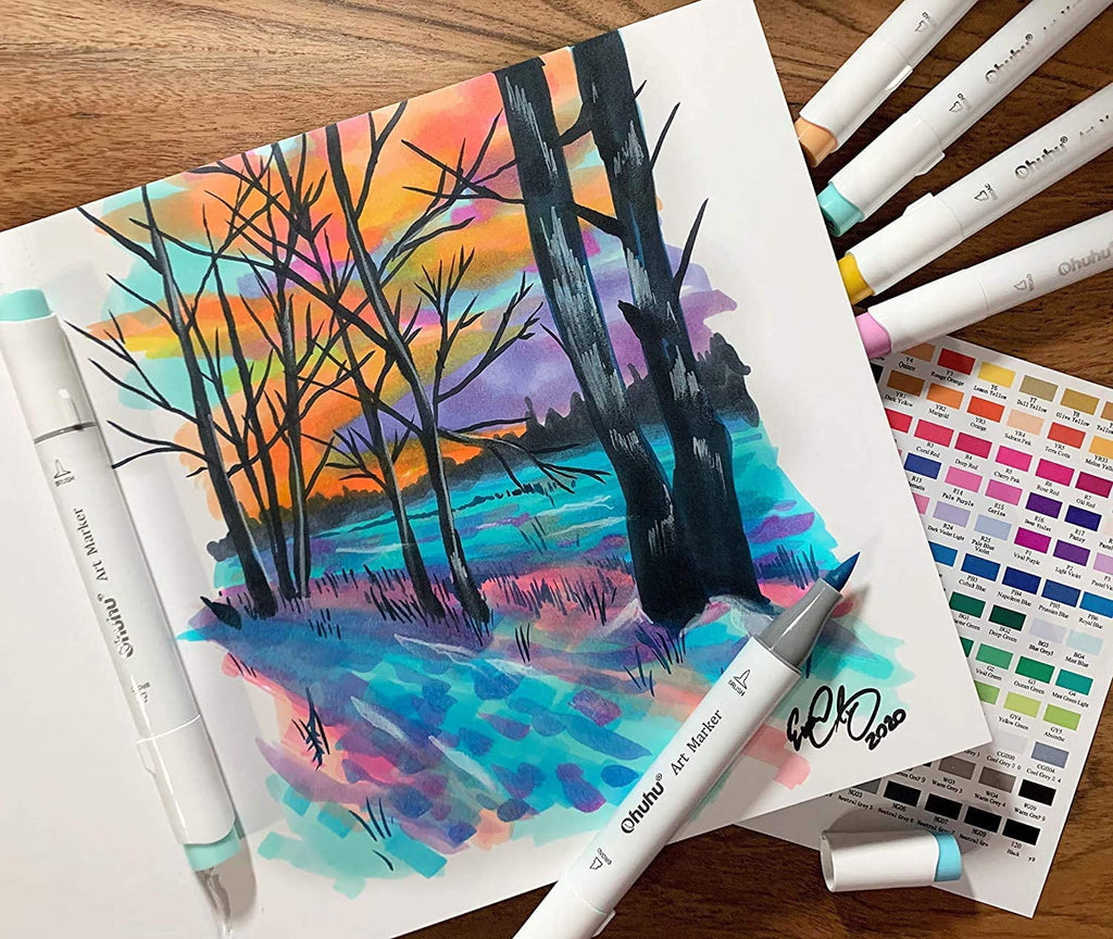 Ohuhu Sketchbook Marker Paper Pad: 8.3"x8.3" Square Drawing Papers 78 Sheets/156 Pages 120 LB/200 GSM Hardcover Sketching Books