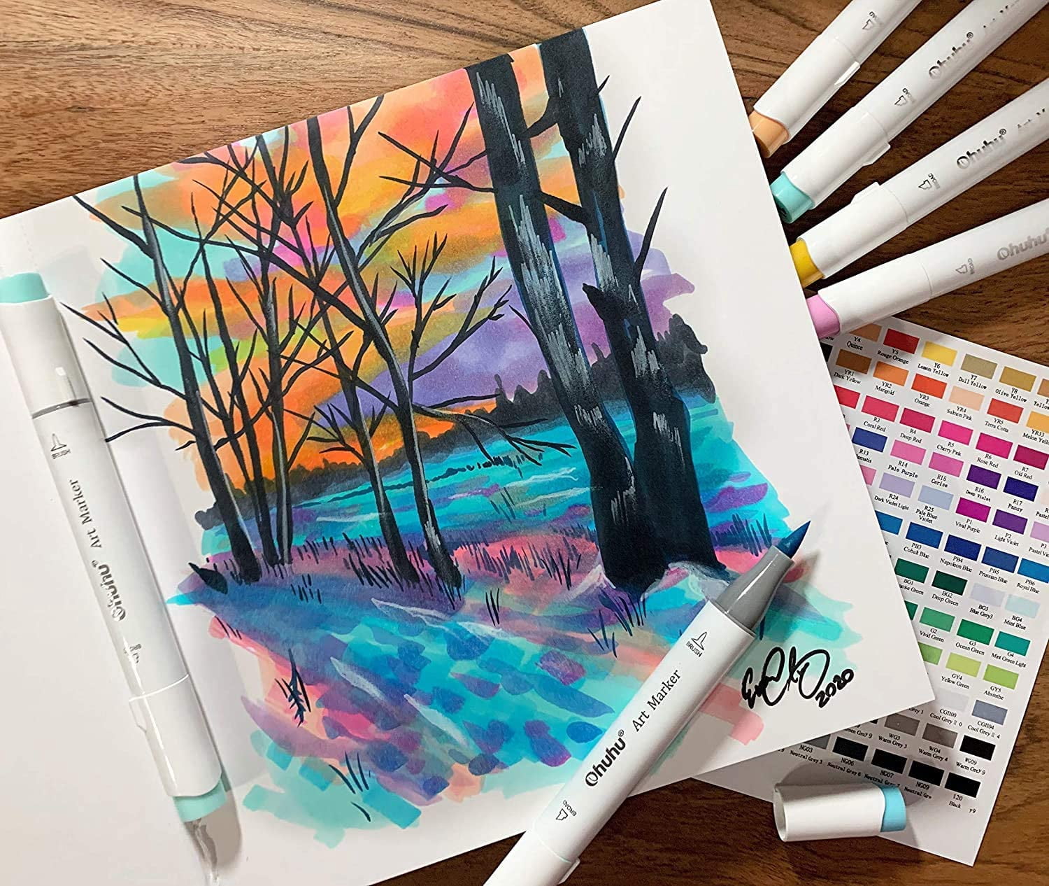 Ohuhu Sketchbook Marker Paper Pad: 8.3"x8.3" Square Drawing Papers 78 Sheets/156 Pages 120 LB/200 GSM Hardcover Sketching Books