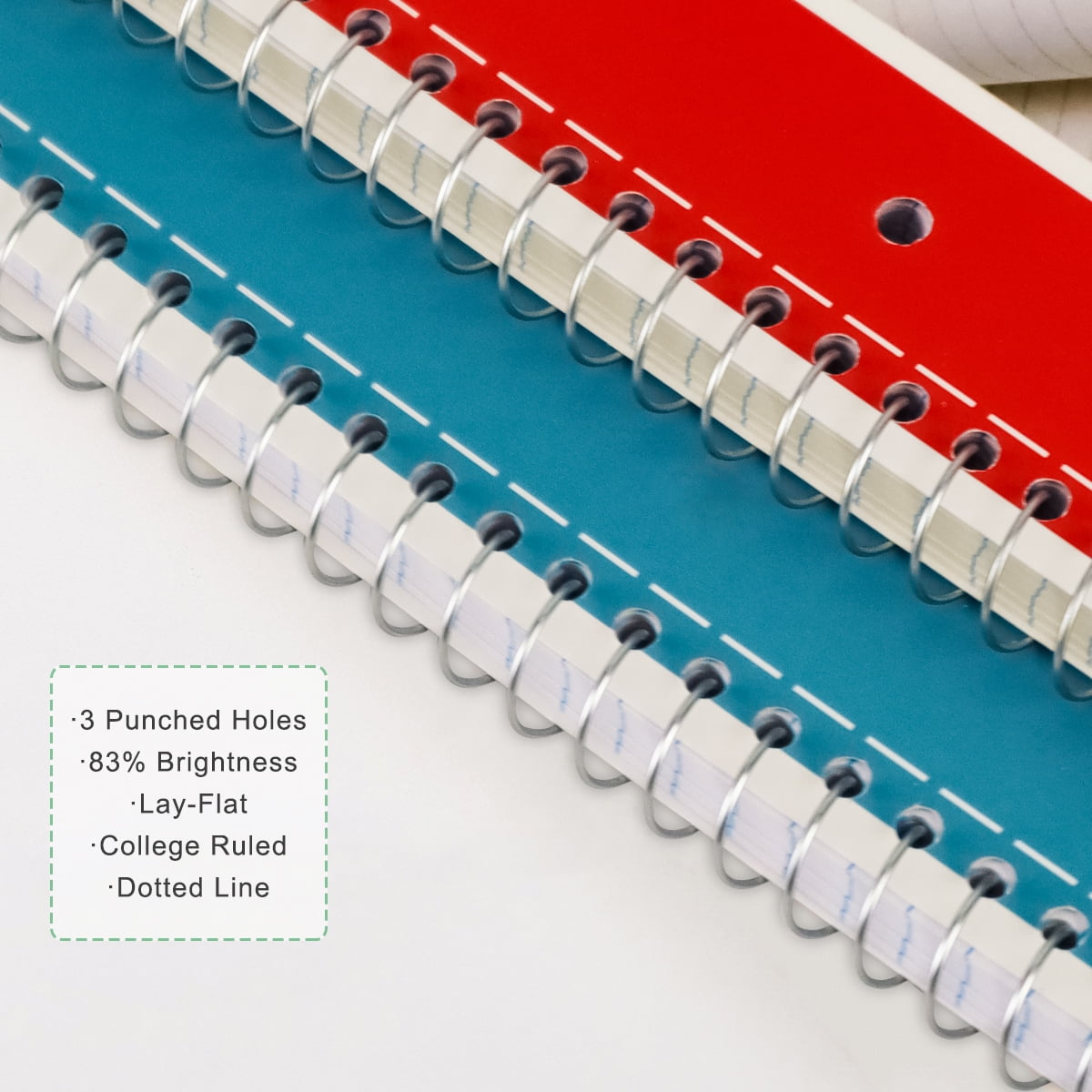 VINAUO Spiral Notebook, 1 Subject Notebook College Ruled, 70 Sheets, 8" x 10-1/2", 3 Hole Punched,Spiral Lined Notebooks,6 Pack