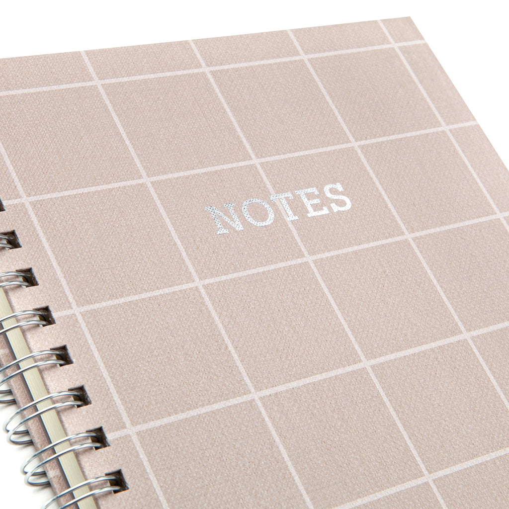 Mintgreen Spiral Bound Notepad, 7.4" x 9.75", Checked Tan, 105 Sheets