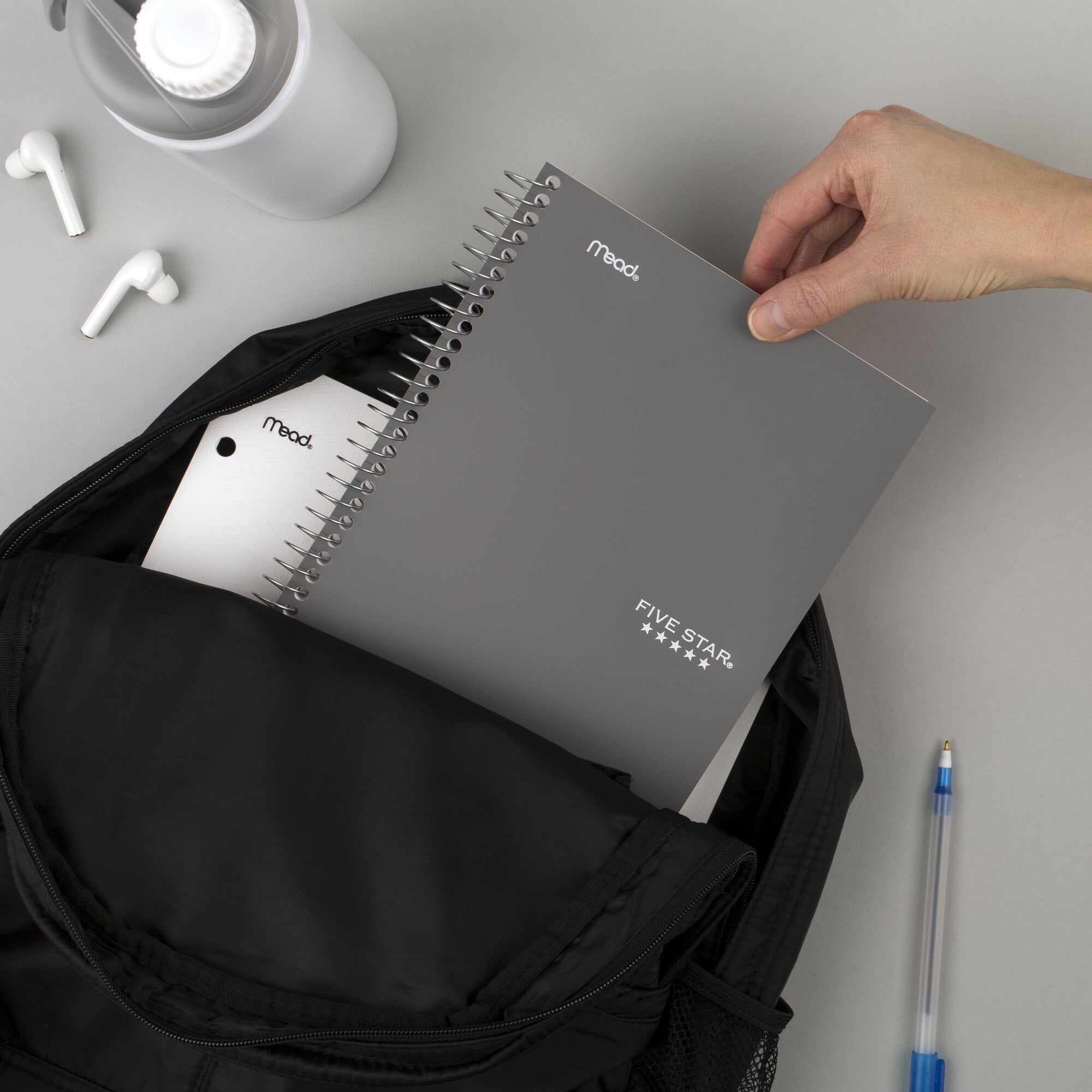 Five Star Spiral Notebook, 2 Subject, College Ruled, 6" x 9.5", Gray