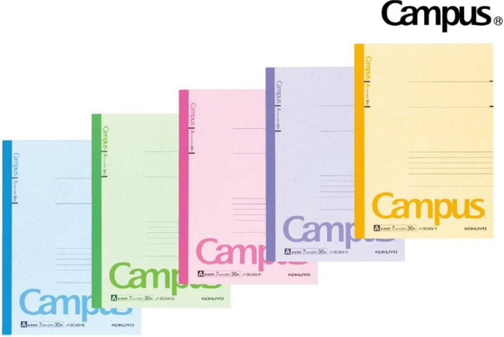 KOKUYO Campus Notebook, A 7mm Ruled, Semi-B5, 30 Sheets, 30 Lines, Pack of 5, 5 Colors, Japan Import (ノ-3CAX5)