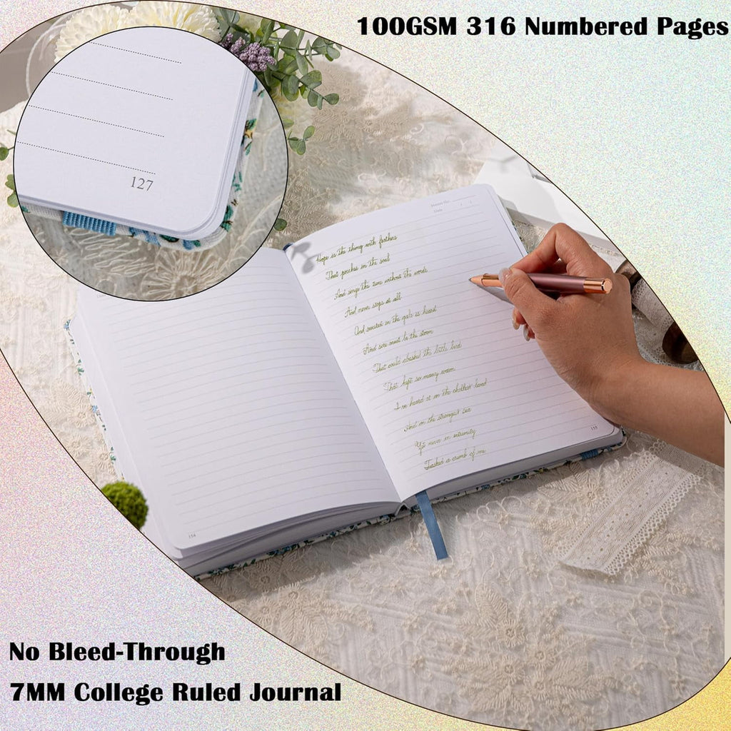 Lined Journal for Women, A5 College Ruled Notebook for Writing, 316 Numbered Pages Thick Paper, 8.4 X 5.8 In