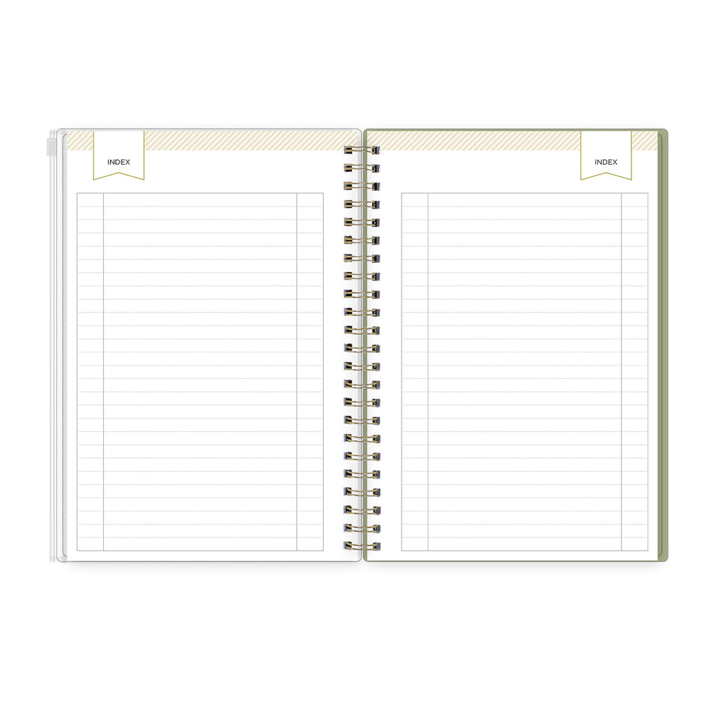 Blue Sky Day Designer Zip Pocket Cover Notebook, 5.75" x 8.5" Undated Journal, 160 Lined & Perforated Pages, Index Pages, Gold Durable Twin Wire Binding, For Office & School, Butterfly Garden Cream