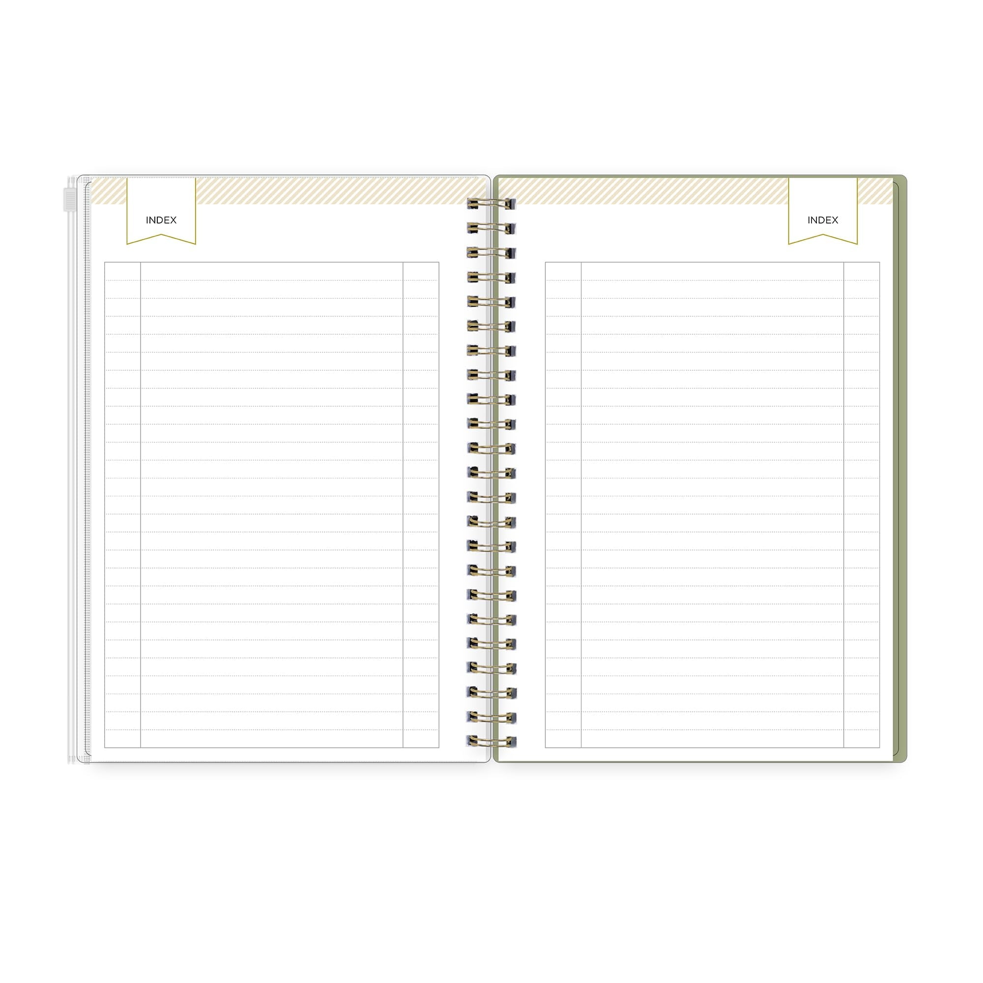 Blue Sky Day Designer Zip Pocket Cover Notebook, 5.75" x 8.5" Undated Journal, 160 Lined & Perforated Pages, Index Pages, Gold Durable Twin Wire Binding, For Office & School, Butterfly Garden Cream