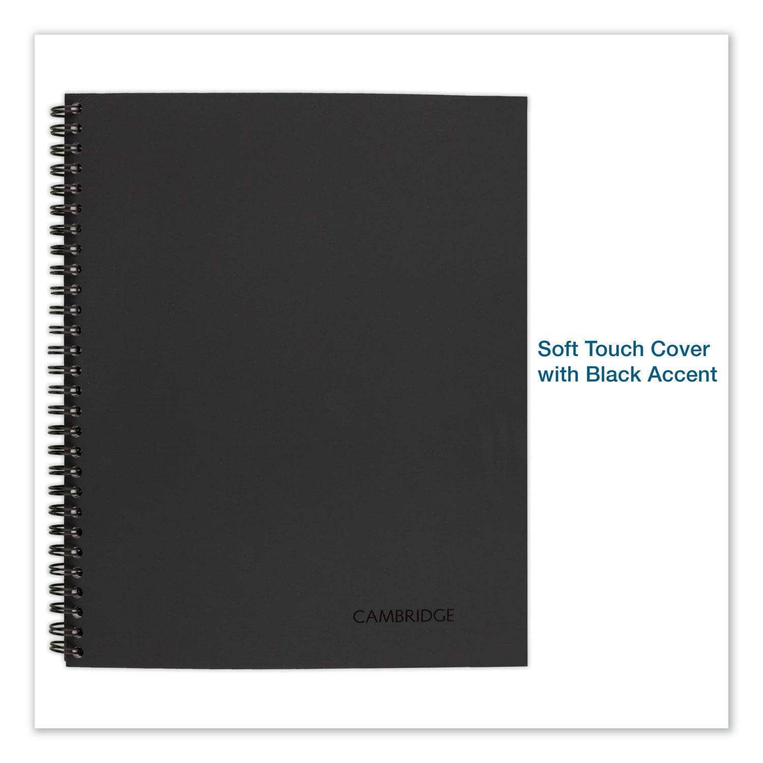 Cambridge Wire Bound Business Notebook, Wide/Legal Rule, Black Cover, 9.5" x 6.68", 80 Sheets