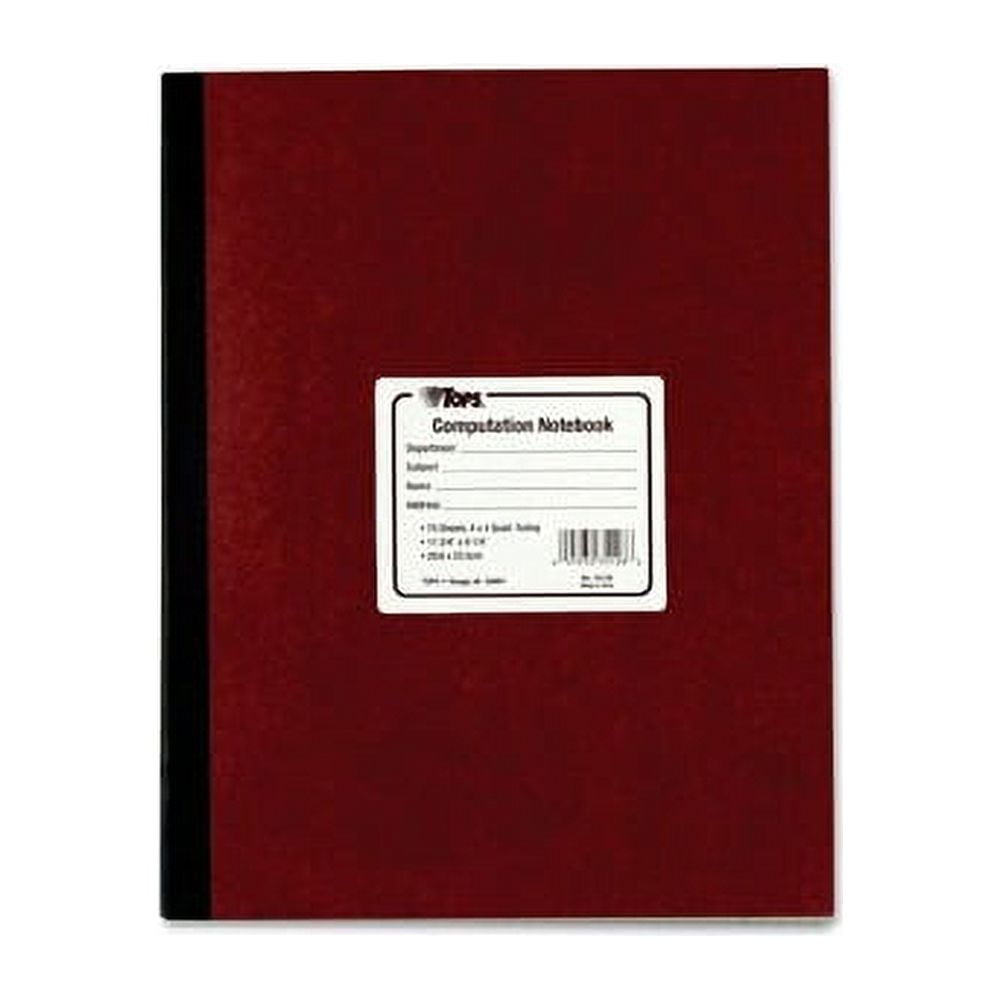 TOPS Computation Notebook 78 Sheets - Sewn - Both Side Ruling Surface - Ruled - 9 1/4" x 11 3/4" - Green Tint Paper - Pressboard Cover - Numbered - 1Each