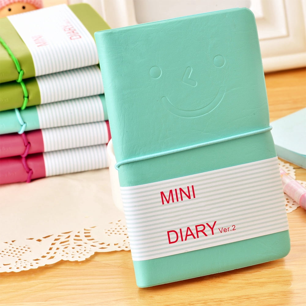LZYMSZ 6PC Pocket Notebook, Mini Smiley Diary Notepads with Imitation-Leather Cover, Blank Pages, Portable Pocket Memo Book Easy to tear off, 12.5×7.5cm/5×3inch