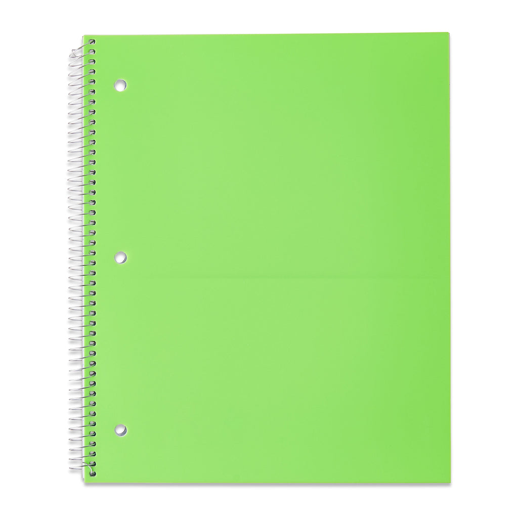 Pen + Gear Poly 1-Subject Notebook, Wide Ruled, 9" x 11", 100 Sheets, Green