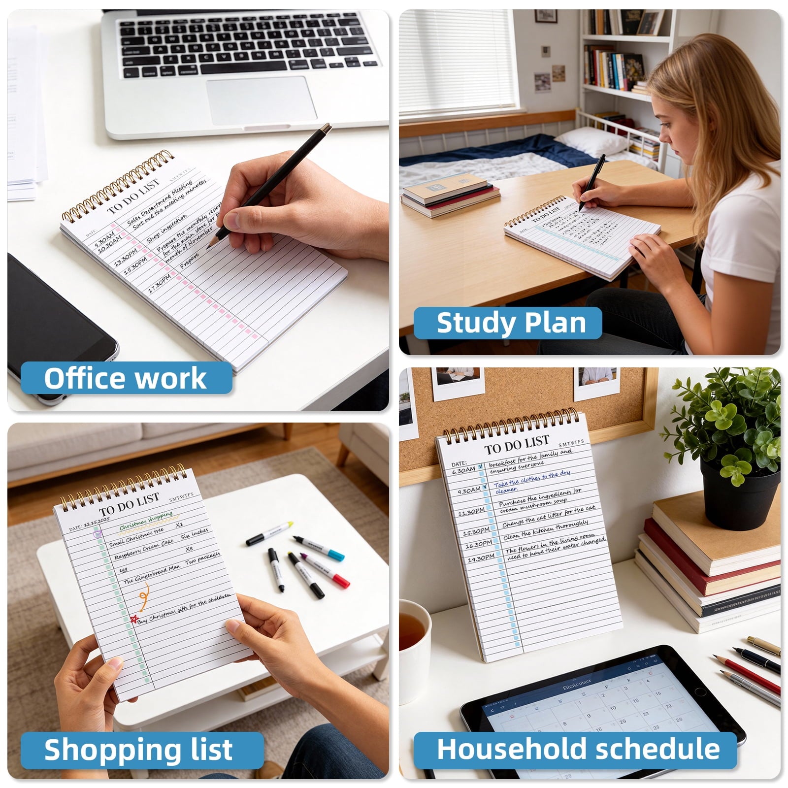 AGCAN To Do List Notepad, 3 Pack Spiral Daily Planner Notebook, Double Sided Planning Notebook, 8.7 x 5.7 52 Sheets, Task CheckList Organizer Agenda Pad for Work