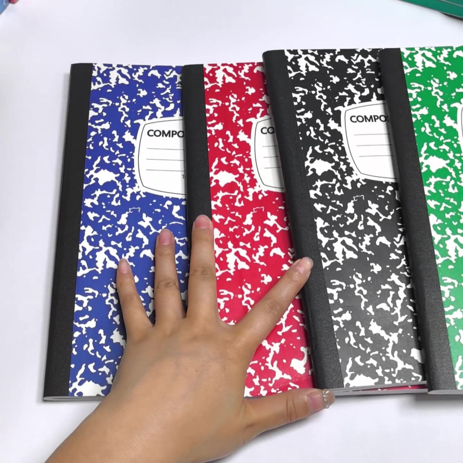 CCOCC Marble Composition Notebook Wide Ruled 1 Pack Black and White 100 Sheets 200 Pages Hardcover College Ruled Journal,Office Supplies for Teens & Adults,Black