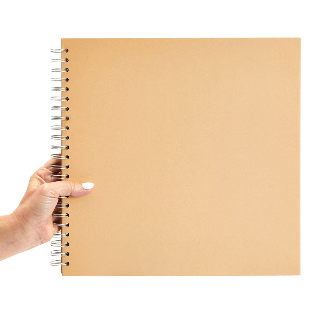 Paper Junkie Spiral Bound Scrapbook Album - 12 x 12 In, Kraft Hardcover, 40 Sheets (80 Pages) - Blank Kraft Paper Pages Lay-Flat for Drawing & Writing - Scrapbook Journal