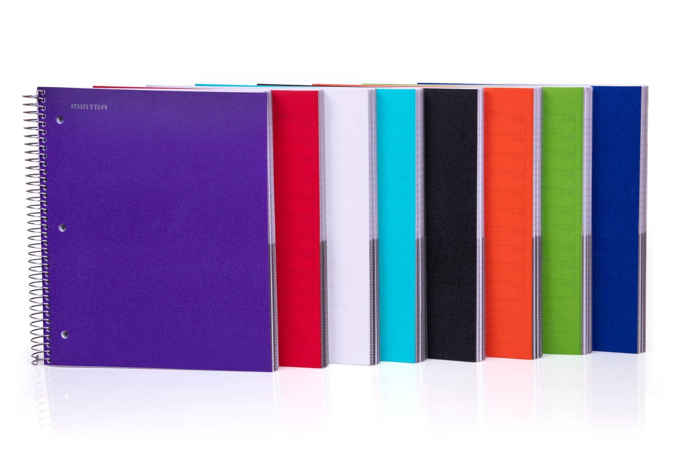 Mintra 5 Subject Spiral Notebook - Orange - College Ruled - Durable Poly Cover/5 Poly Pockets/200 Sheets