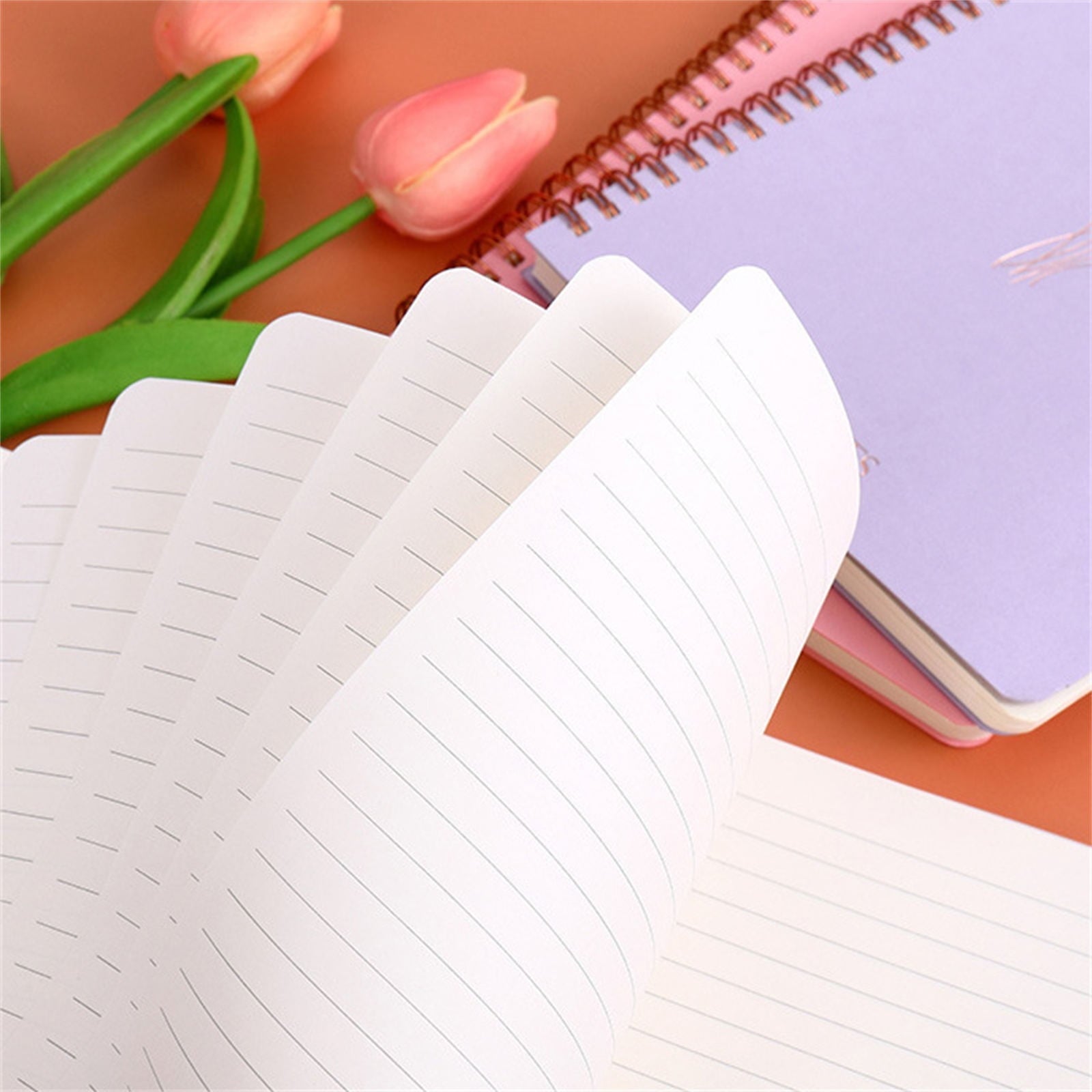 Spiral Notebook, Furenl Aesthetic Notebook Cute Preppy Style 8X6 Journal/Notebook with Large Pockets and Ruled Pages Perfect for Staying Organized While Working or Studying, A Floral Notebook