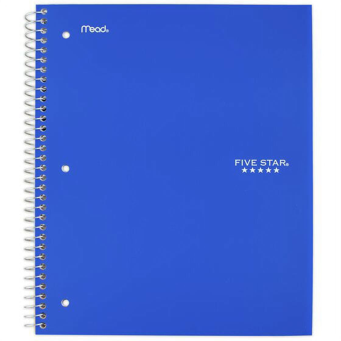 Five Star Spiral Notebook, 2 Subject, College Ruled Paper, 120 Sheets, 11" x 8-1/2", Color may vary