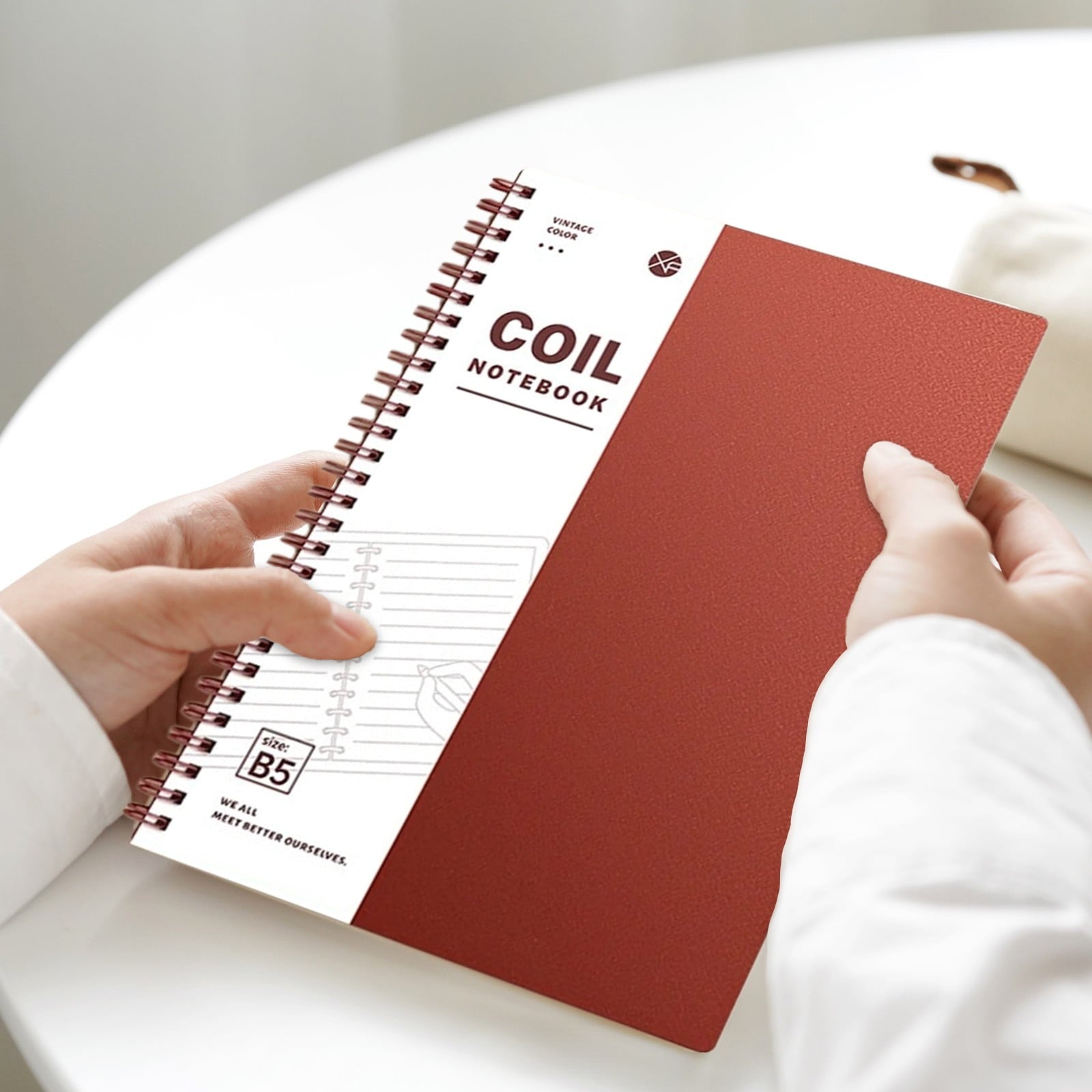 Mauxuk B5 Notebook with 9mm Grids, Thick Paper Flip Coil, Durable Plastic Cover, 120 Pages, for Office & College