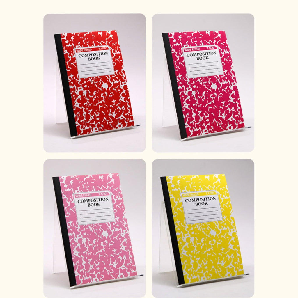 Composition Notebook, Wide Ruled Composition Book, Marble Composition Notebooks for Work, 30 Sheets/60 Pages, Hard Cover, Sturdy Sewn Binding, Office Classroom Supplies, Black