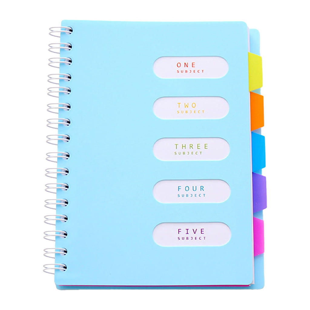 5 Subject Spiral Notebook with Divider Tabs, A5 Wide Ruled 6.7" × 8.4" Hardcover Tabbed Notebook Journal, 240 Pages