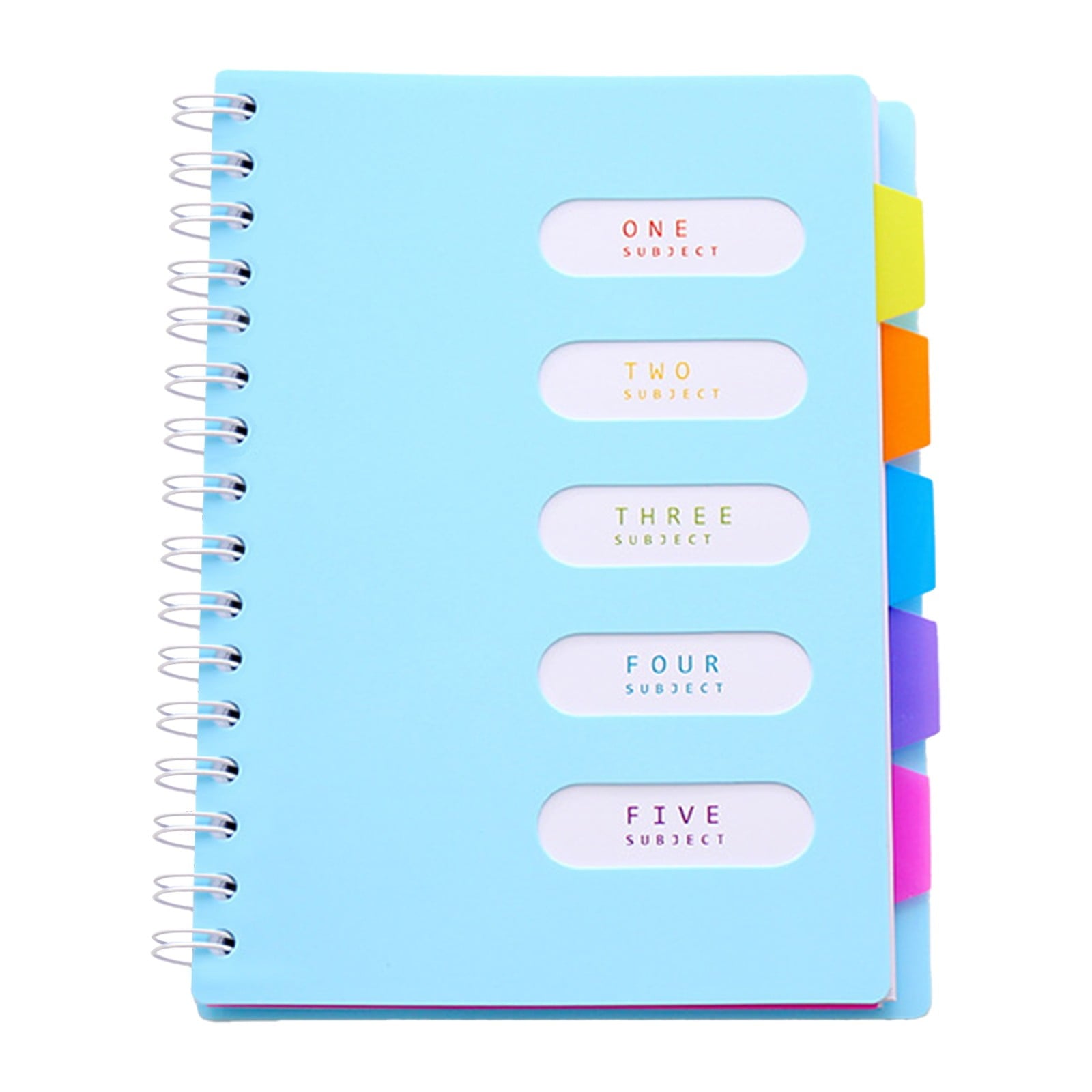 5 Subject Spiral Notebook with Divider Tabs, A5 Wide Ruled 6.7" × 8.4" Hardcover Tabbed Notebook Journal, 240 Pages