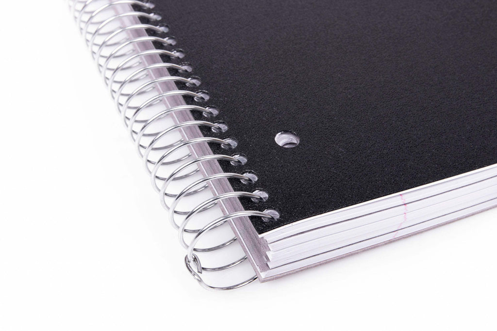 Mintra 5 Subject Spiral Notebook - Black - College Ruled - Durable Poly Cover/5 Poly Pockets/200 Sheets
