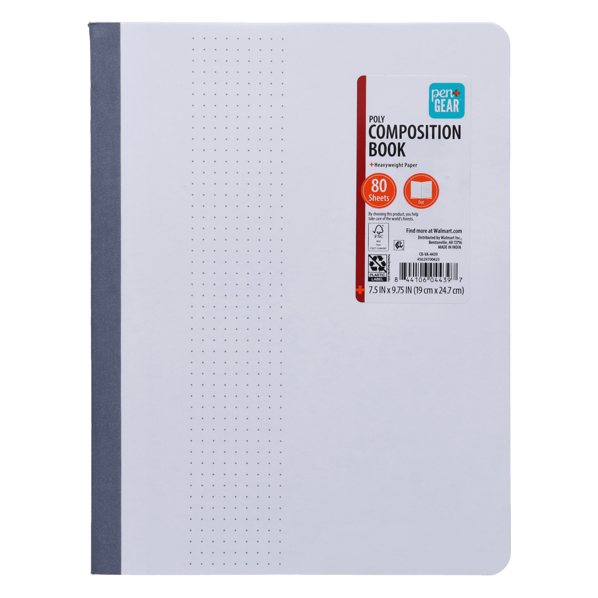 (4 pack) Pen+Gear Composition Book, Dot Ruled, 7.5"x 9.75", Poly Cover, 80 Sheets