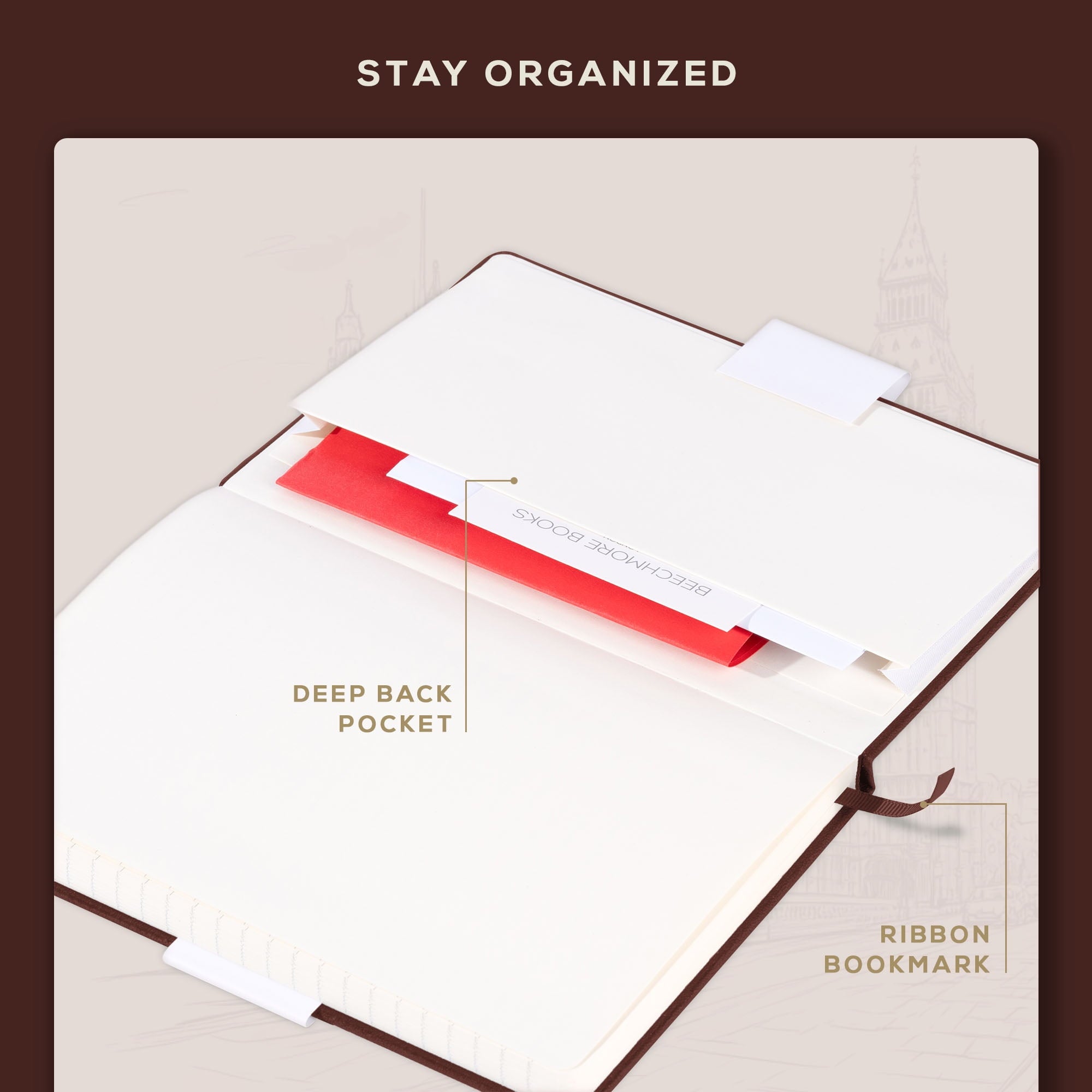 BEECHMORE BOOKS Lined Journal Notebook, 5.8 x 8.3 inch, A5 160 Lined Pages, Hardcover Leather Journals for Women, Men, Writing and Notebooks for Work - 120 GSM Thick Paper, Gifts Box Included