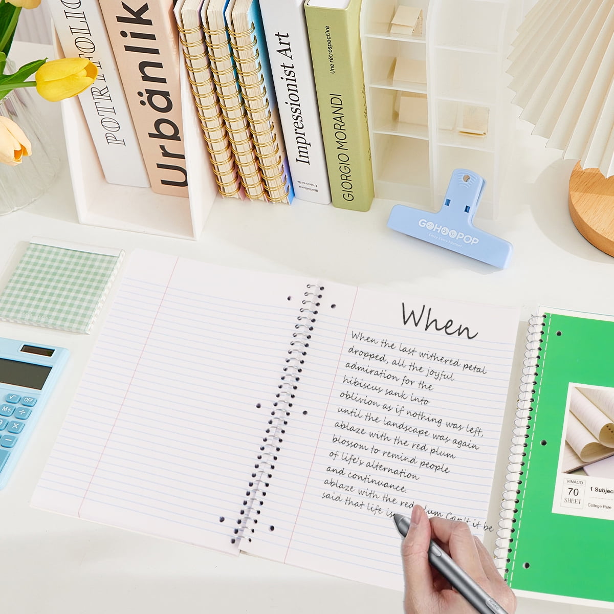 VINAUO Spiral Notebook, 1 Subject Notebook College Ruled, 70 Sheets, 8" x 10-1/2", 3 Hole Punched,Spiral Lined Notebooks,6 Pack