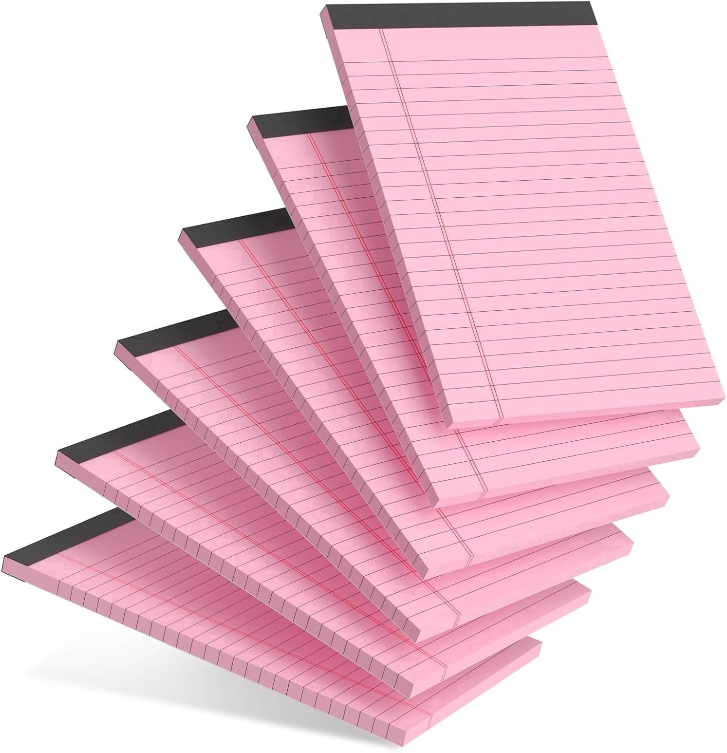 Ahot 6pcs Small Note Pad 5x8 College Ruled Pink Legal Pads Paper Notepads 6 Pack Study Back Writing Pads 5 x 8 Legal Pads Perforated Narrow Ruled Pads of Paper Pink