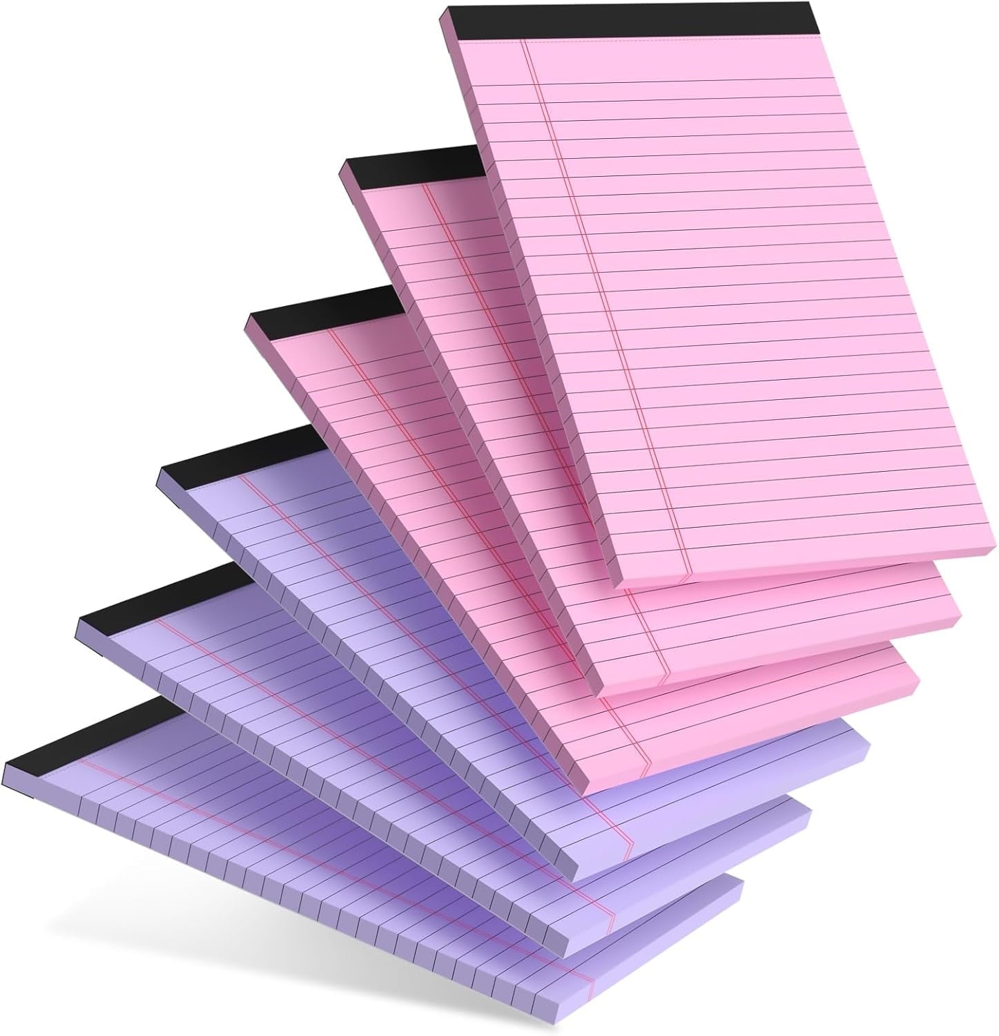 Ahot 6pcs Small Note Pad 5x8 College Ruled Pink Legal Pads Paper Notepads 6 Pack Study Back Writing Pads 5 x 8 Legal Pads Perforated Narrow Ruled Pads of Paper Pink